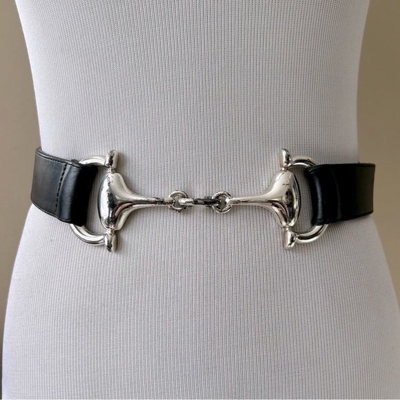 Vintage Accessories - Vintage Another Line Inc Black Leather Horse Bit Belt Size 30
